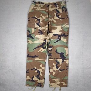 Vintage 90s US Military BDU Woodland Camo Cargo Pants Hot Weather Ripstop Medium